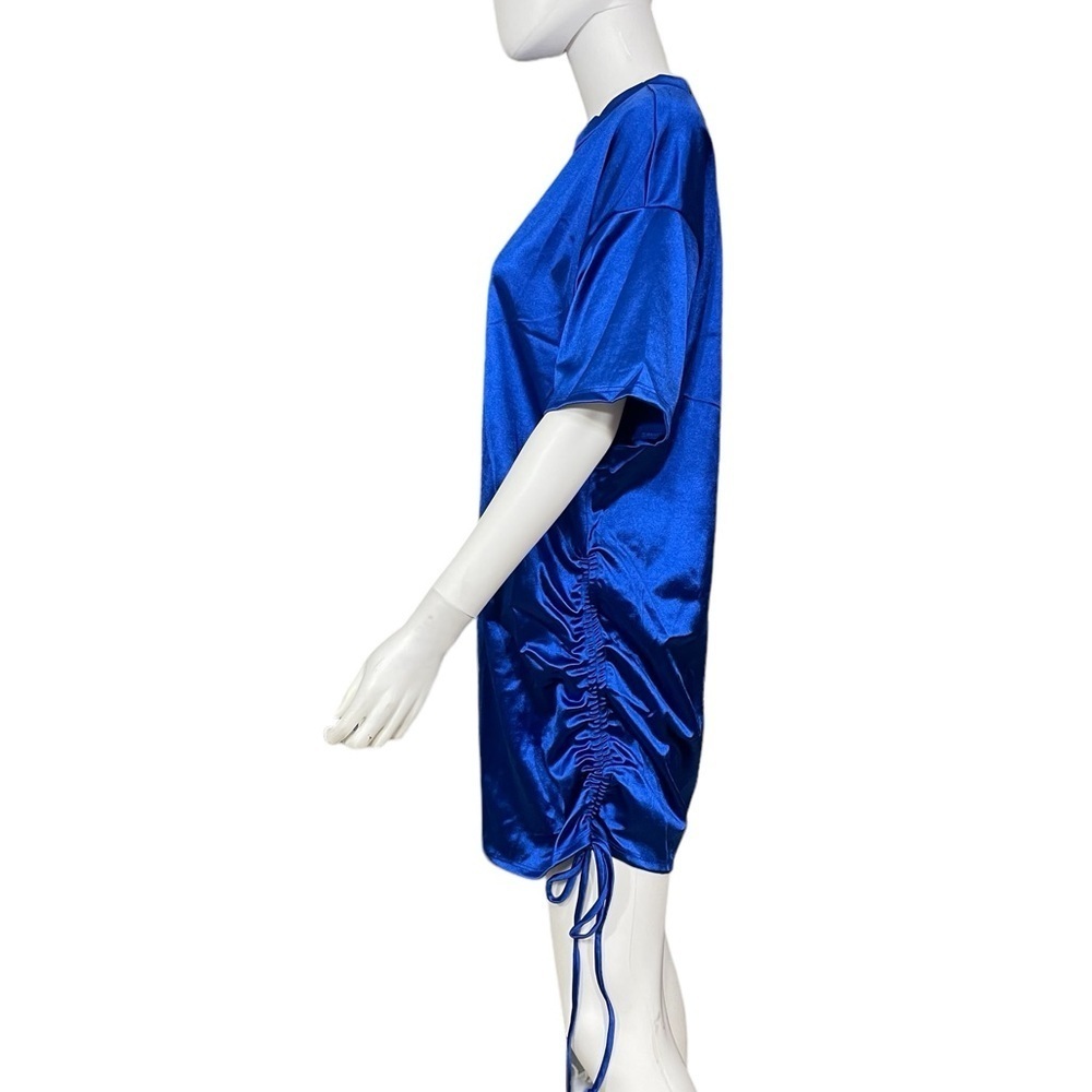 Ashley Stewart Electric Blue Satin Tee Dress - Picture 3 of 8